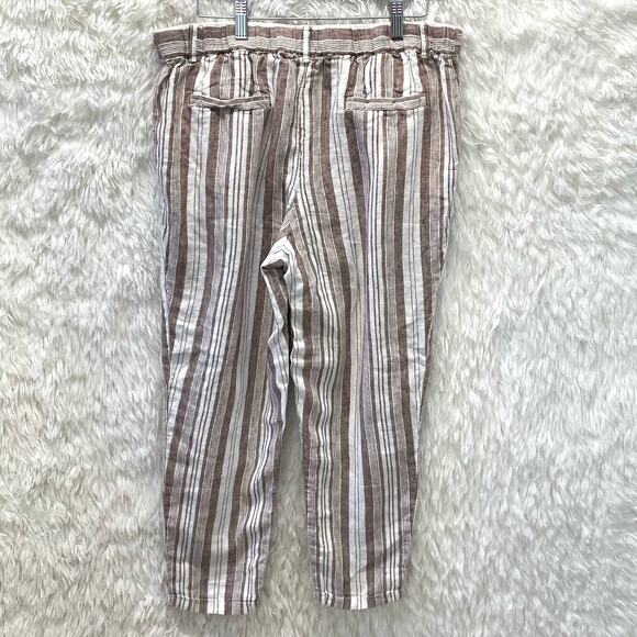Garnet Hill Linen Striped Pants Cream and Rust Size 10 - Picture 4 of 10